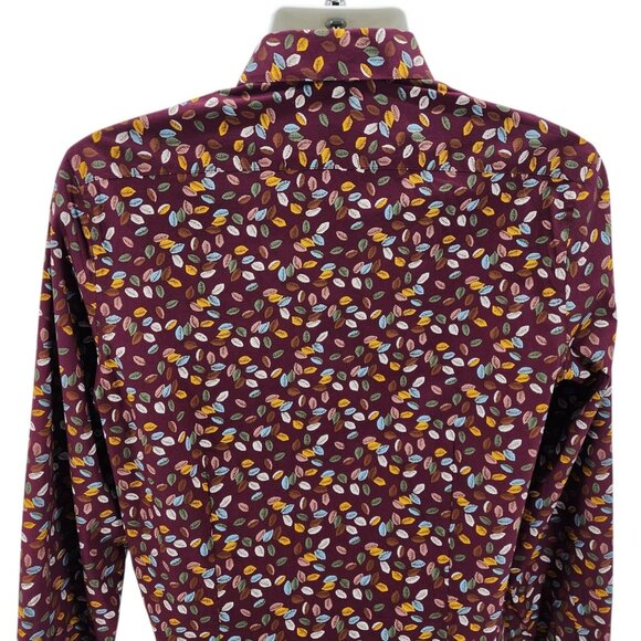 NEW Paisley & Gray Mens Large 17 Shirt Slim Fit Winery Leaf Pattern Button - Picture 4 of 11